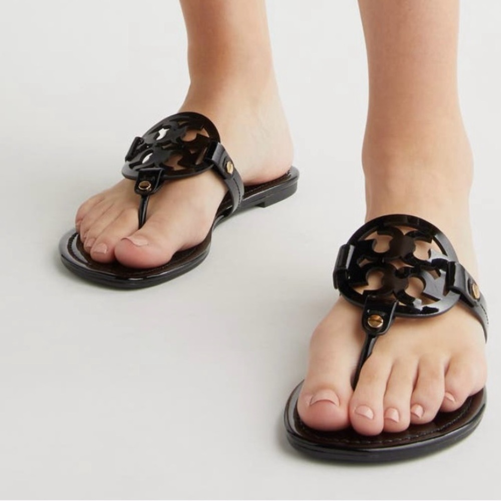 Tory Burch Miller Black Patent Leather Sandals